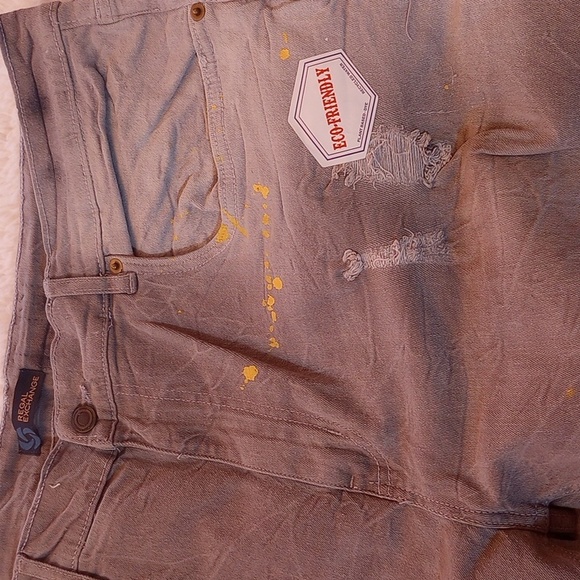 Regal Exchange paint splatter design print men's stretch jeans - Picture 2 of 7